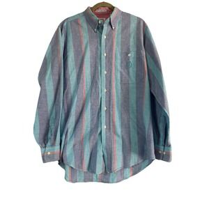 VTG 90's  Large Chaps Ralph Lauren Striped Long Sleeve Button Down Pastel Shirt